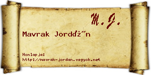 Mavrak Jordán névjegykártya